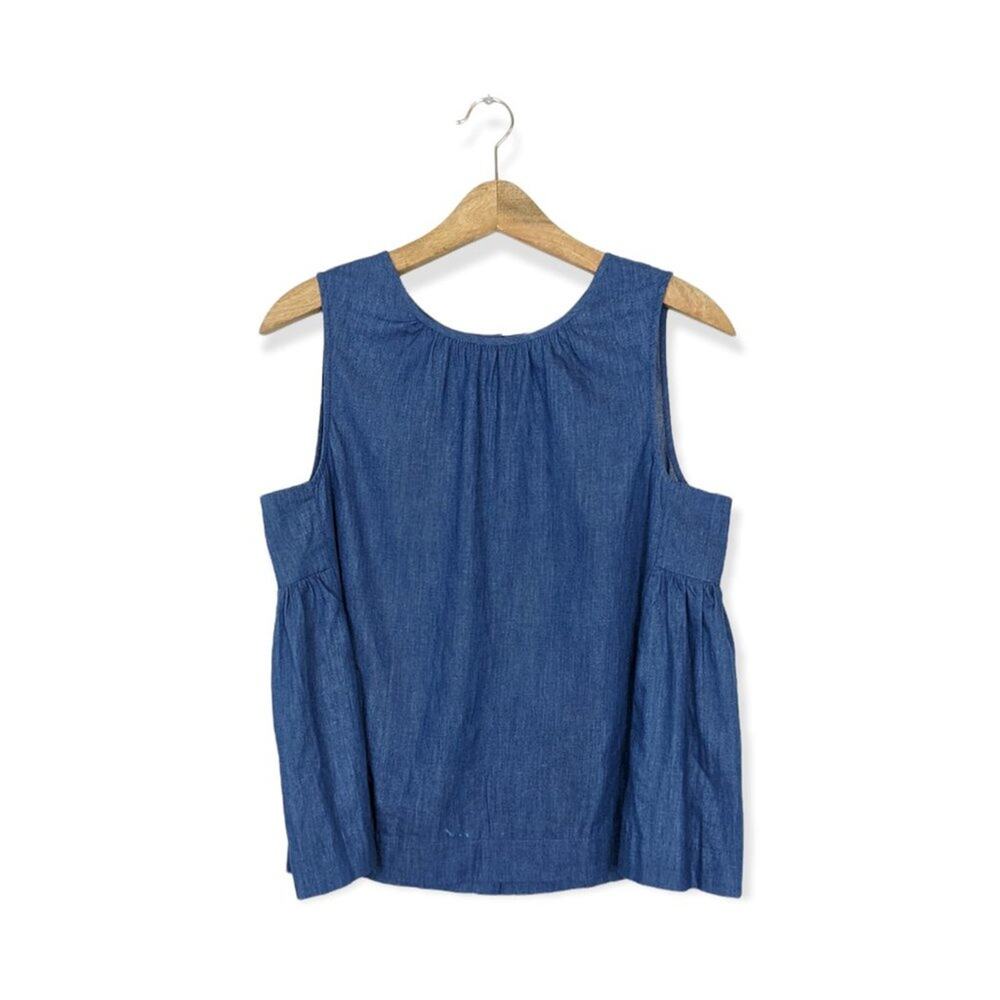 The Native One Chambray Button Back Cotton Tank Top